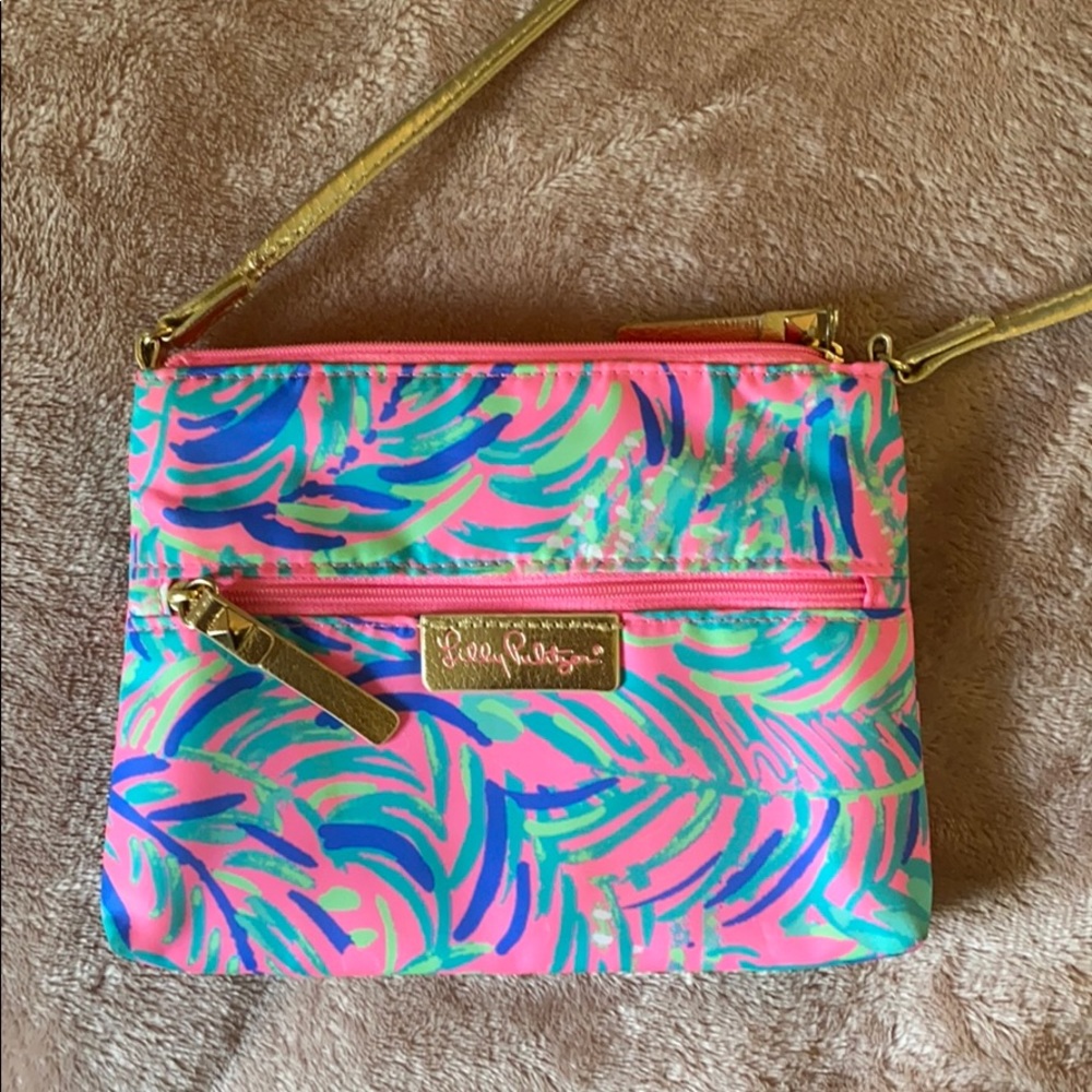 Lily Pulitzer neon palm print purse
